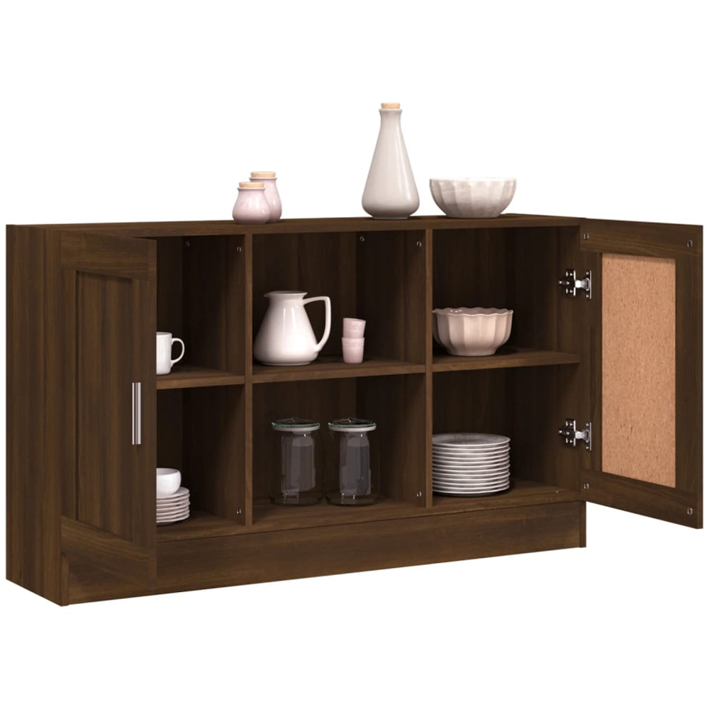 vidaXL 2 Door 2 Shelf Brown Oak Sideboard Image 6