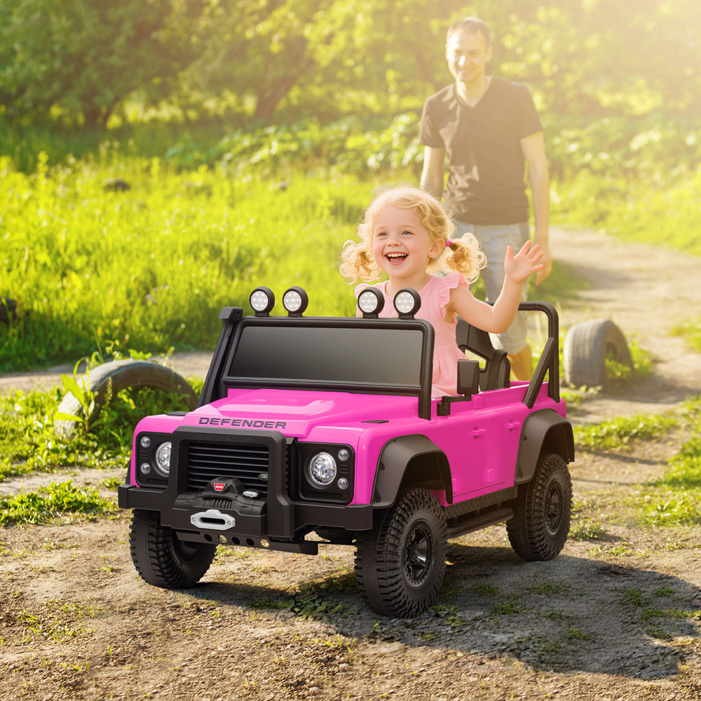 Tommy Toys Pink Land Rover Defender Kids Electric Ride On Car with Remote 12V Image 2