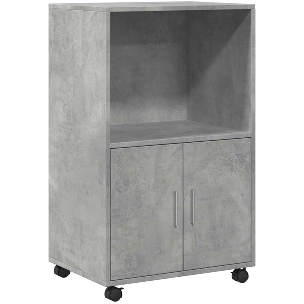 vidaXL 2 Door Single Open Shelf Concrete Grey Rolling Storage Cabinet Image 2