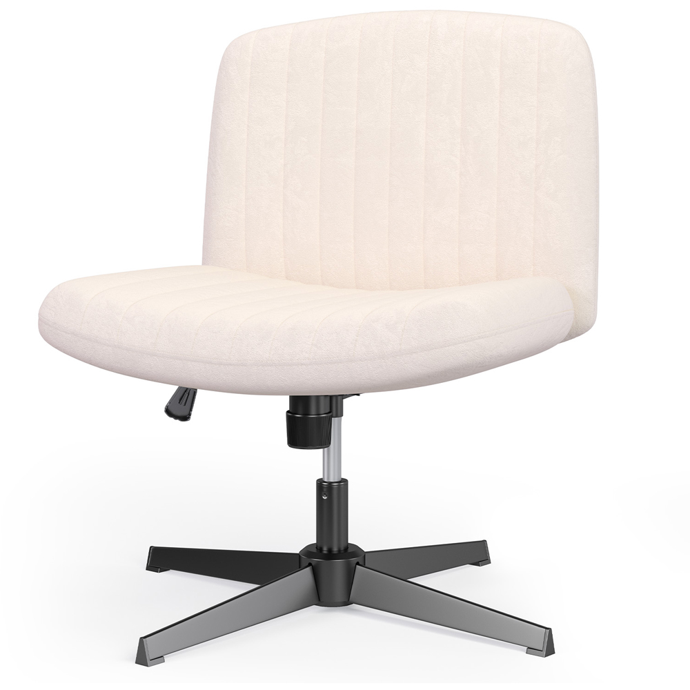 Rattrix Cream Flannel Height Adjustable Ergonomic Cross Legged Office Chair with Mid Back Support Image 2