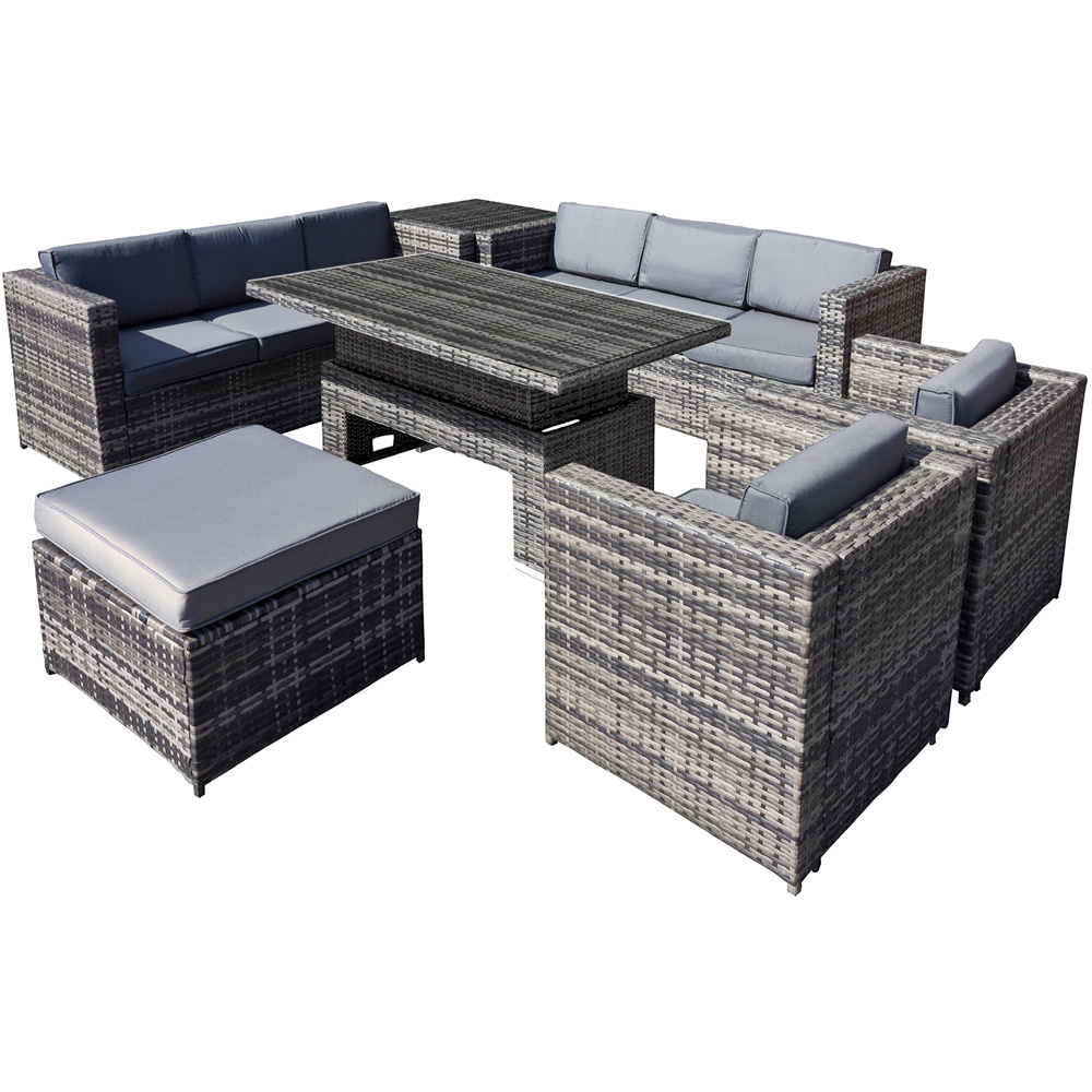 Oseasons Malta 9 Seater Walnut Grey Rattan U Shape Sofa Set Image 2