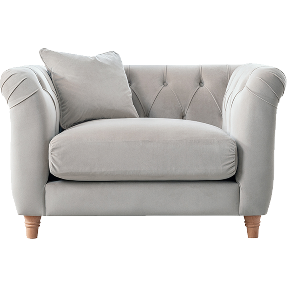 Elsie Chesterfield 5 Seater Chalk Plush Velvet Sofa Suite Image 4