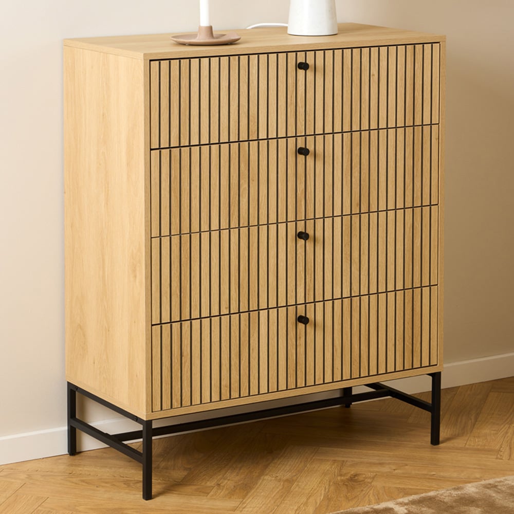 Florence Albany 4 Drawer Oak Chest of Drawers Image 1