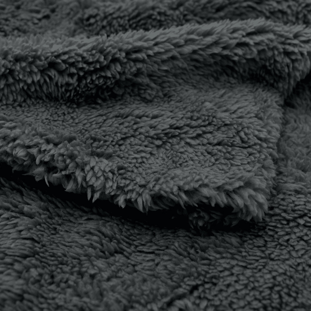 Velosso King Size Charcoal Teddy Fleece Duvet Set Image 3