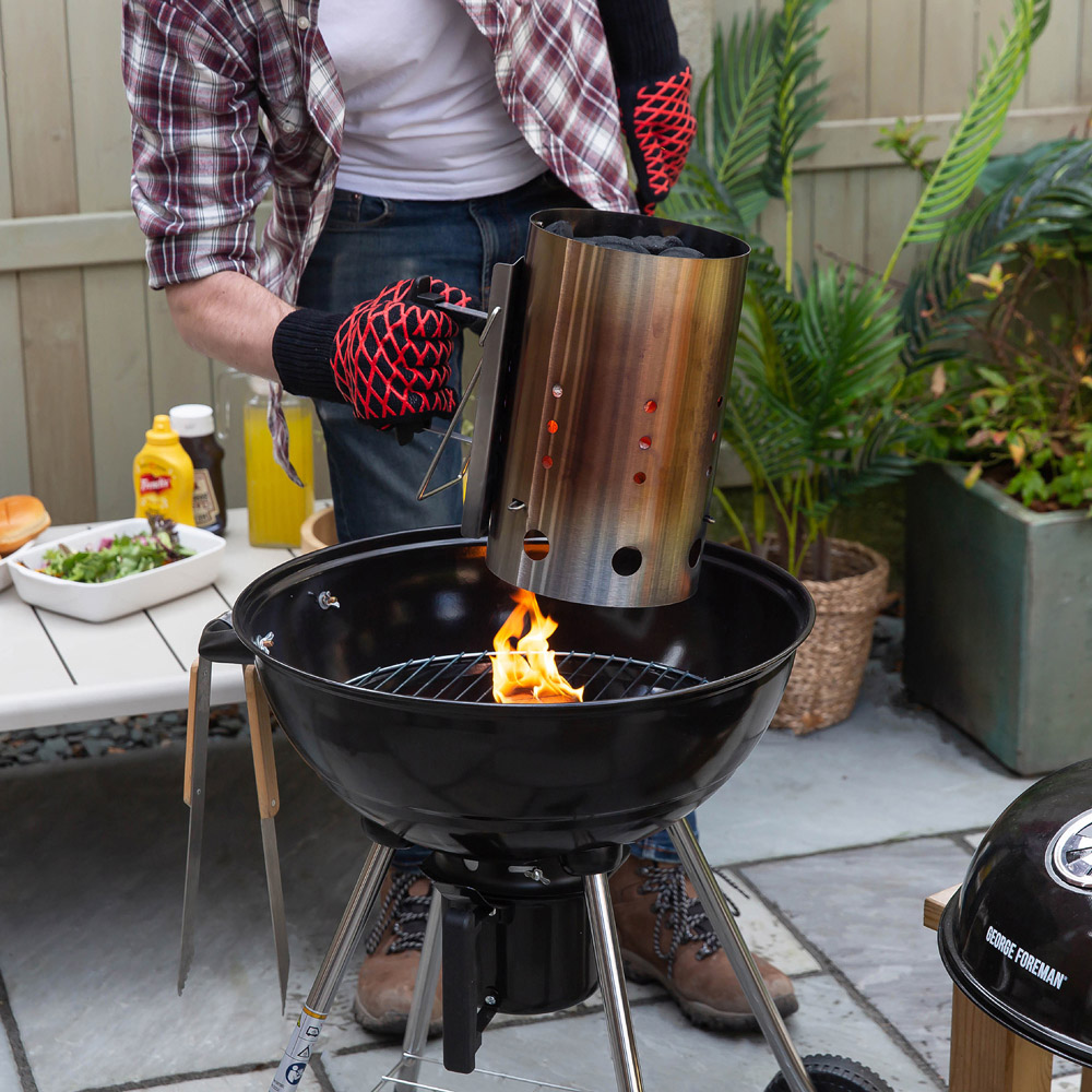 George Foreman Stainless Steel Quick Fire Large Charcoal Chimney Starter Image 6
