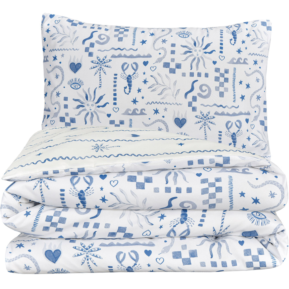 Smart Living Double Blue Holiday Postcard Duvet Set Image 4