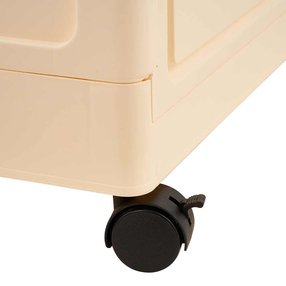 Living and Home 4-Tier Cream and Clear Foldable Storage Cabinet with Castors Image 6