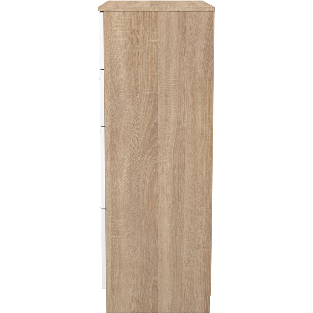 Crowndale Contrast 4 Drawer White Matt and Bardolino Oak Deep Chest of Drawers Ready Assembled Image 3