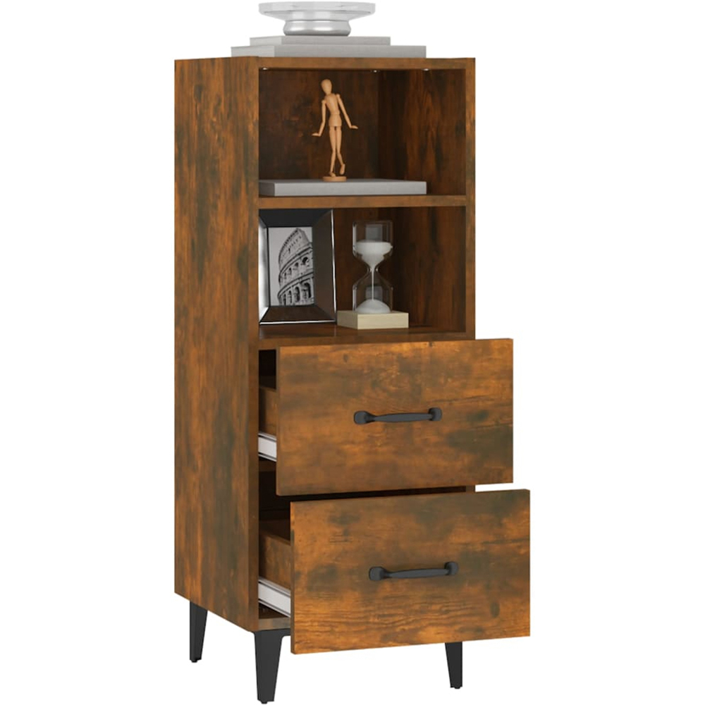 vidaXL 2 Drawer 2 Shelf Smoked Oak Sideboard Image 5
