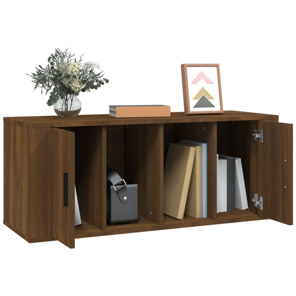 vidaXL 2 Door 2 Shelf Brown Oak TV Cabinet Image 4