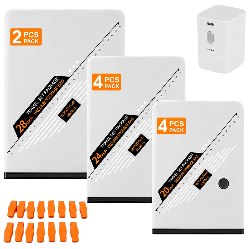 ATEK Travel Vacuum Storage Bag with Rechargeable Pump 10 Pack Image 1