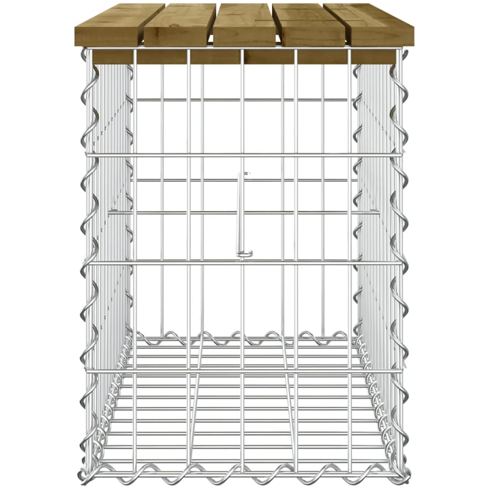 vidaXL Brown Solid Impregnated Pine Wood Gabion Design Garden Bench 63 x 31.5 x 42cm Image 3