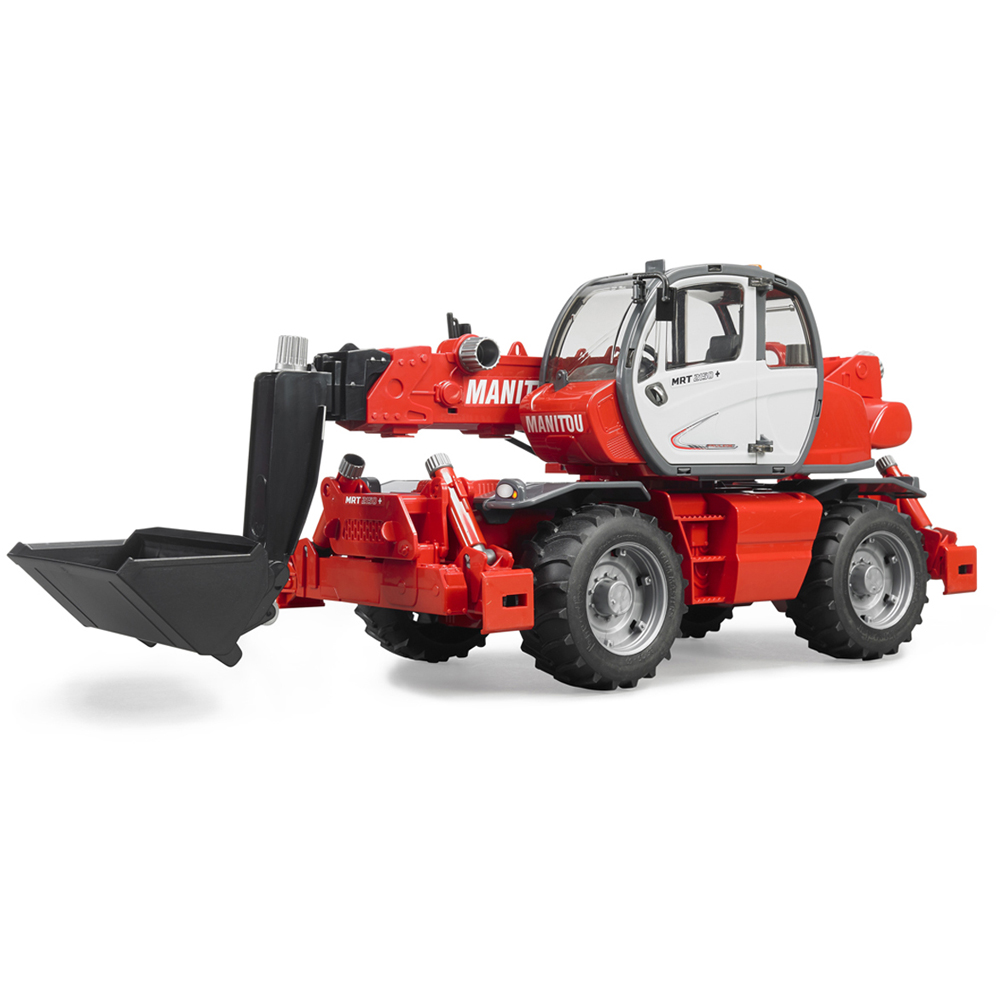 Bruder Kids Manitou MRT 2150 Telescopic Industrial Forklift Playset Model with Accessories Image 4