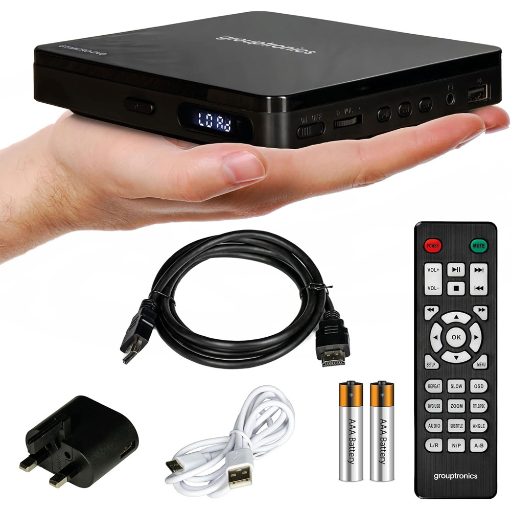 Grouptronics GT-MICRO-DVD Small Mini Multi Region HDMI TV DVD Player with Remote Black Image 2