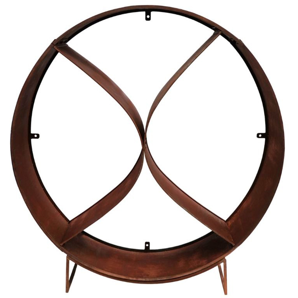 Ivyline Natural Rust Circle Sculptural Garden Log Storage 116 x 110cm Image 1