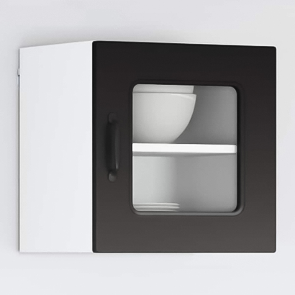 vidaXL Kalmar Single Glass Door Black Wall Mounted Kitchen Cabinet Image 1