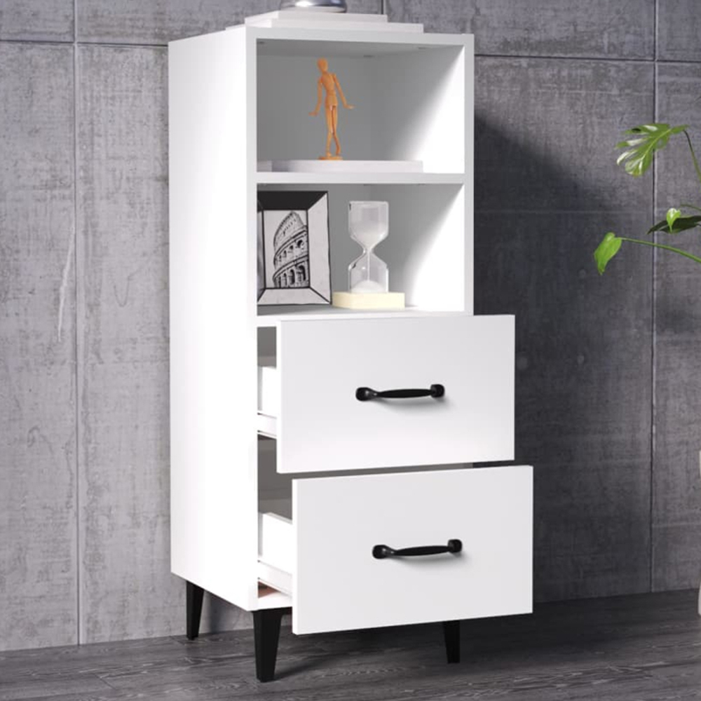 vidaXL 2 Drawer 2 Shelf White Sideboard Image 1