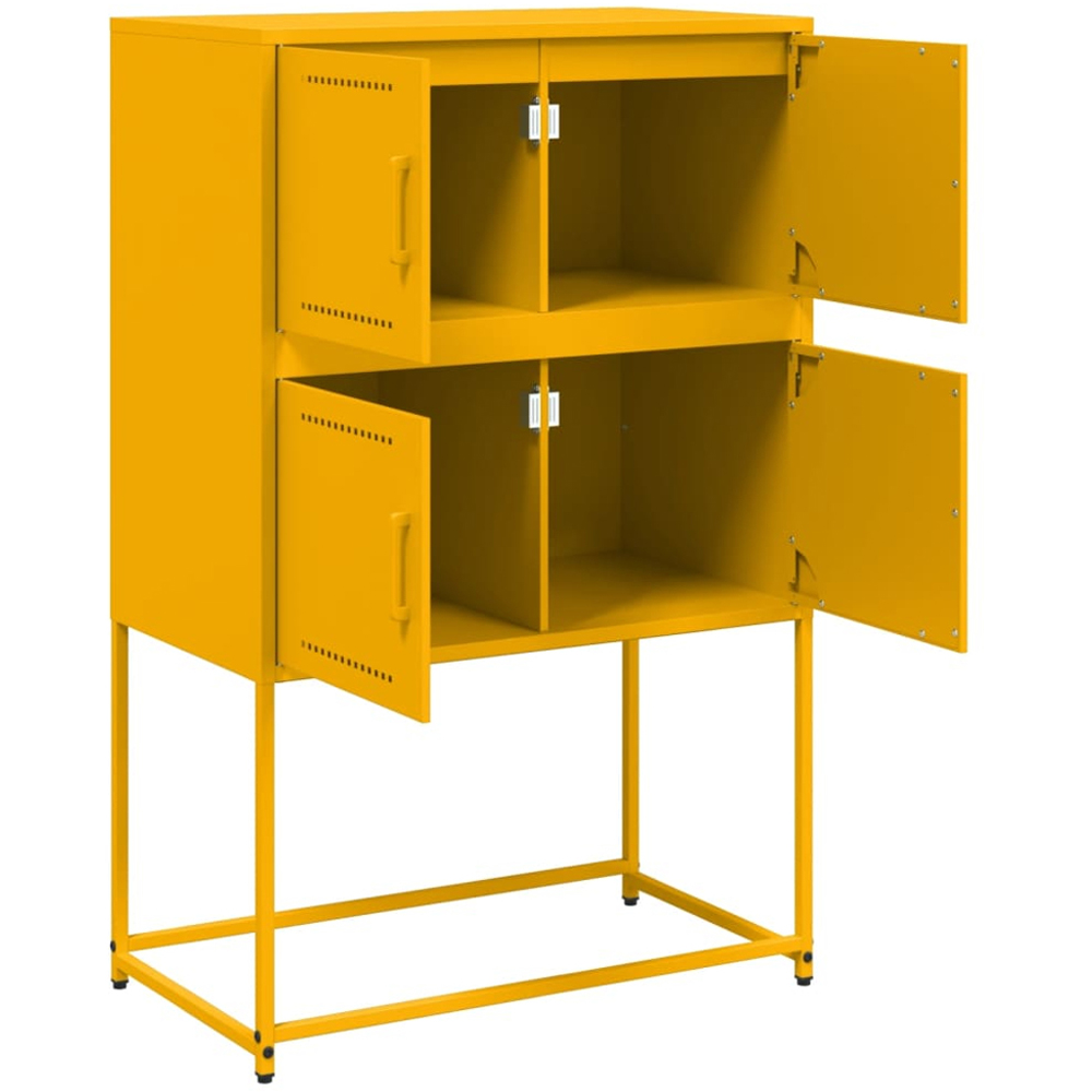 vidaXL 4 Door Mustard Yellow Industrial Metal Sideboard Image 3
