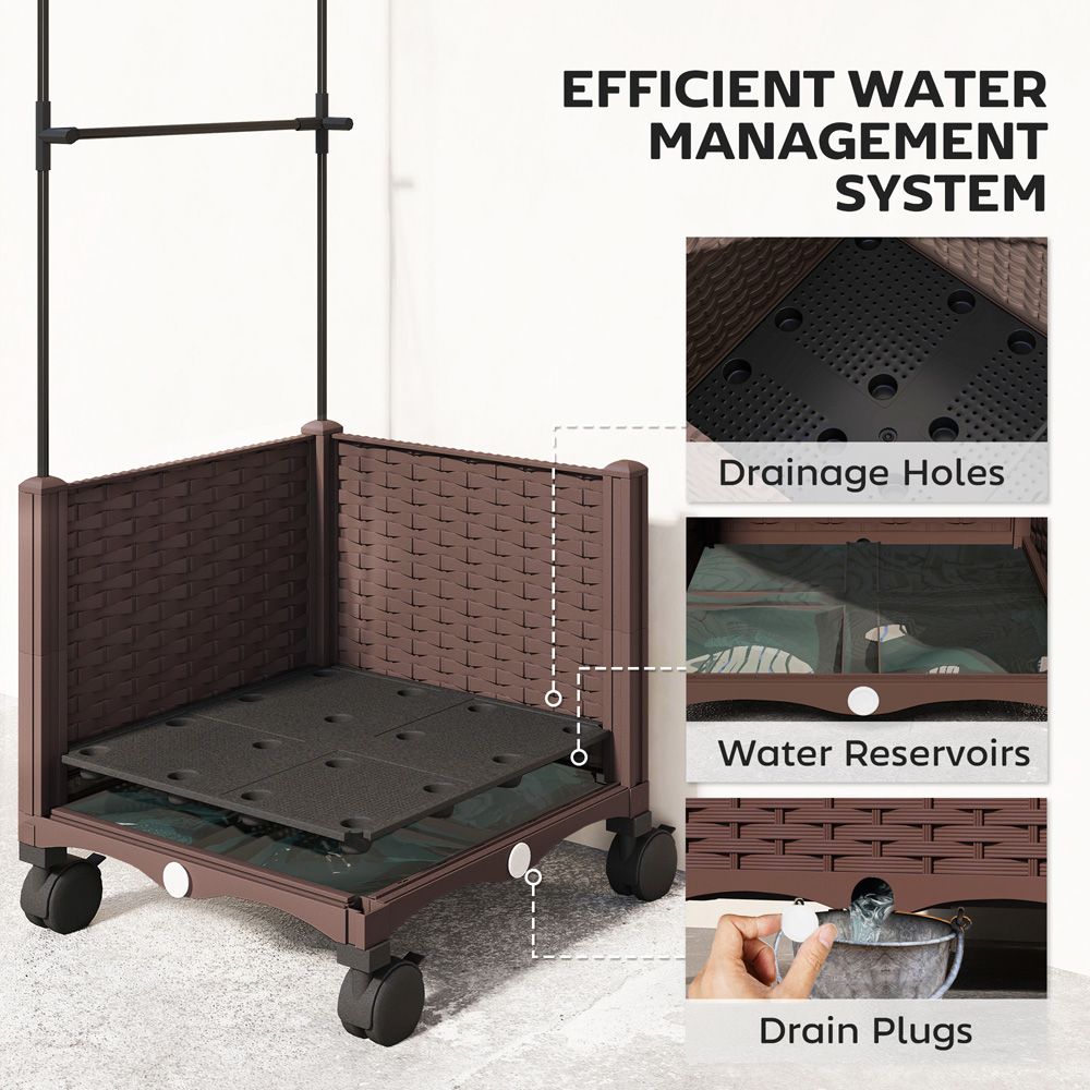 Outsunny Brown Raised Garden Bed with Tomato Cage and Drainage Holes 182 x 40 x 40cm Image 6