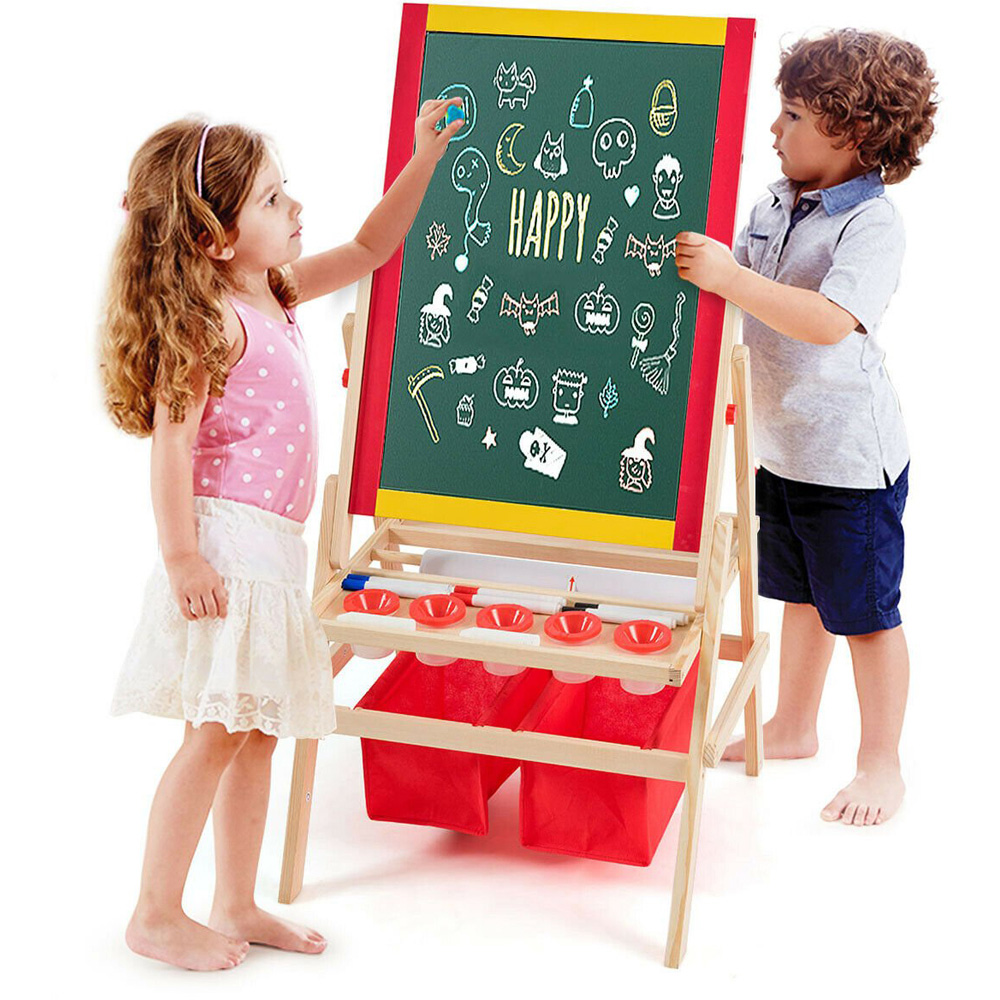 Costway Kids Double Sided Art Easel with Storage Bag Image 2