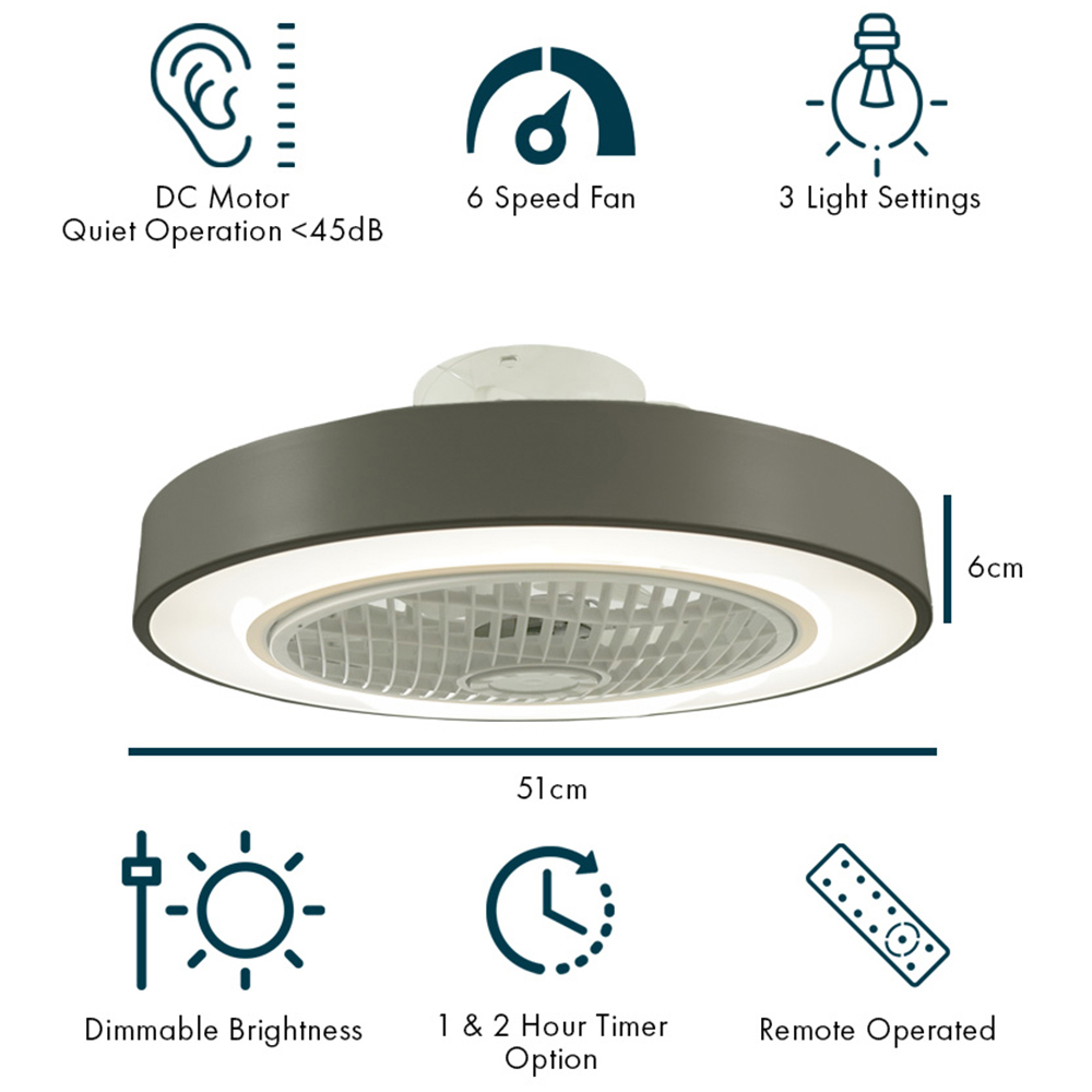 Jack Stonehouse Grey LED Lighting Ceiling Fan Image 5