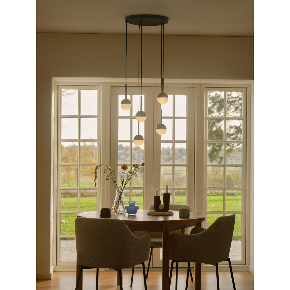 Nordlux Luana 5-Exits Black Metal Pendant Light Canopy Image 5