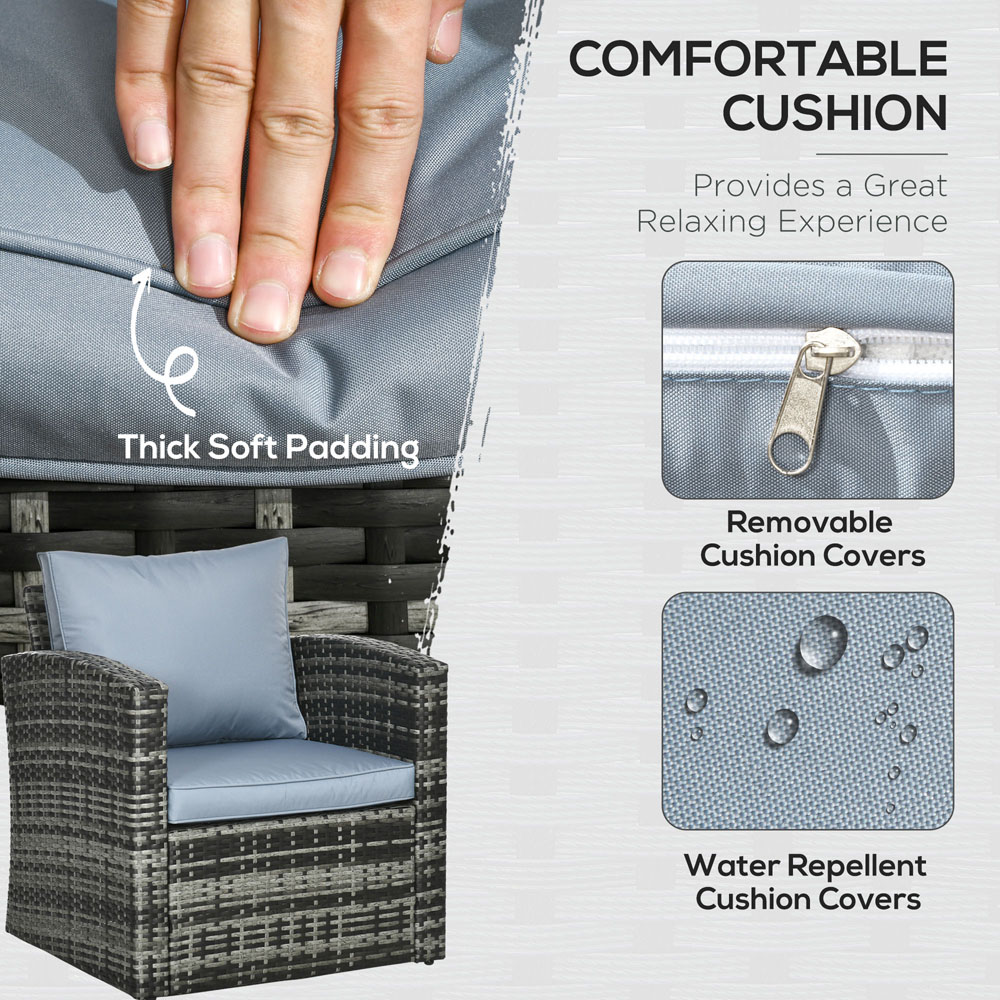 Outsunny 7 Seater Rattan Grey Garden Lounge Set Image 4