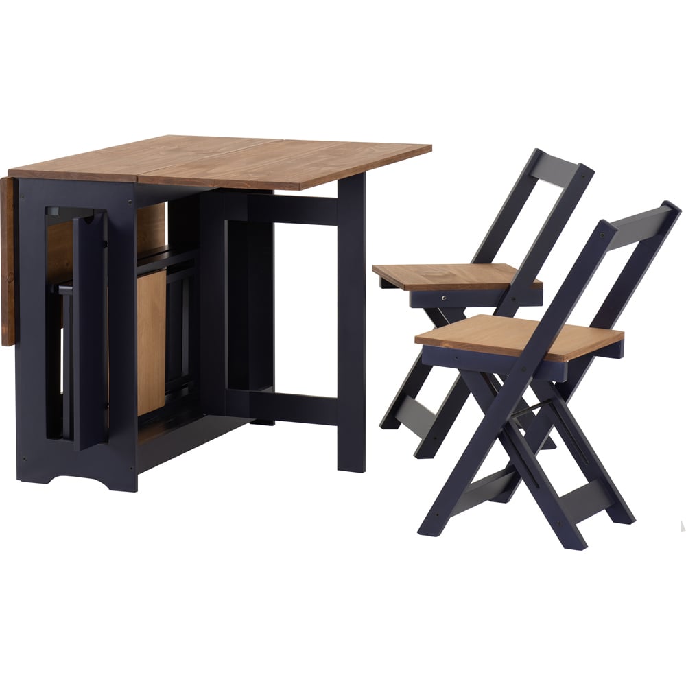 Seconique Santos 4 Seater Butterfly Dining Set Navy Blue Distressed Waxed Pine Image 4