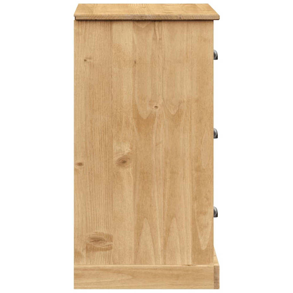 vidaXL Vigo Single Door 3 Drawer Brown Solid Pine Wood Sideboard Image 6