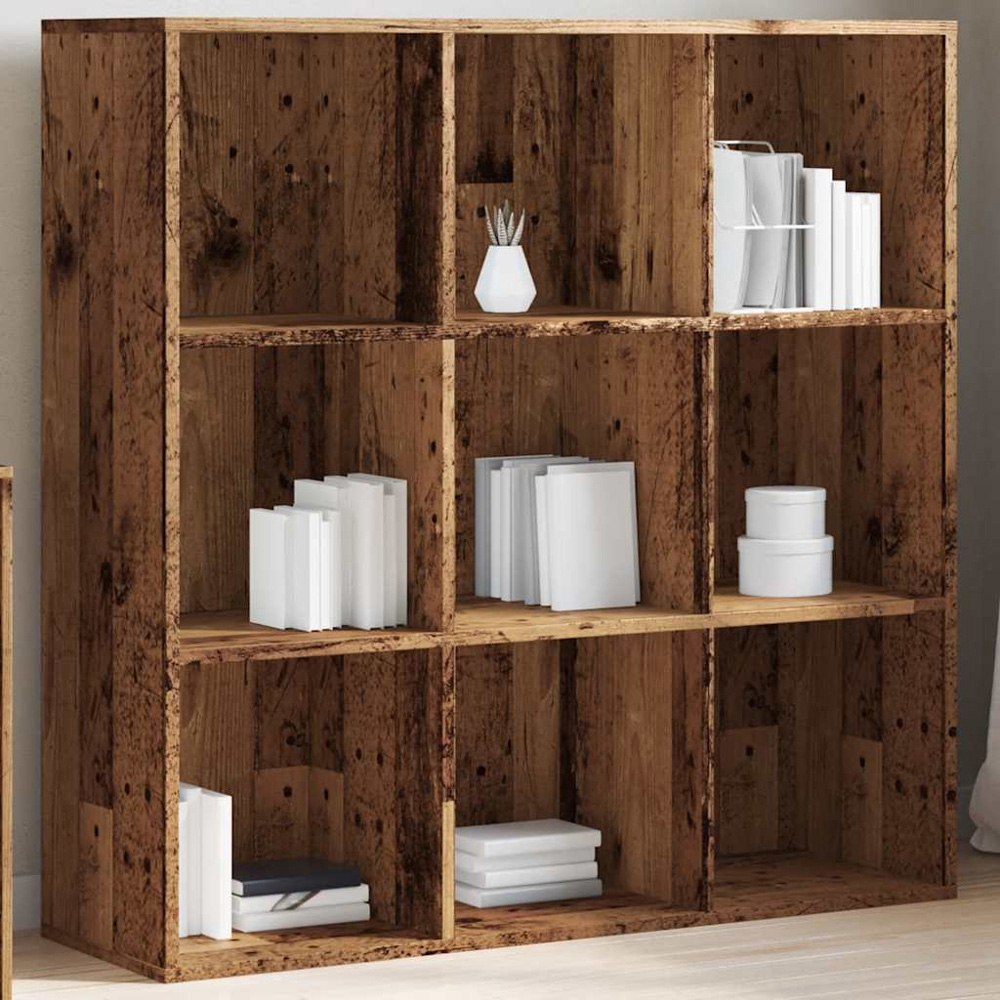 vidaXL 9 Shelf Old Wood Bookcase Image 4