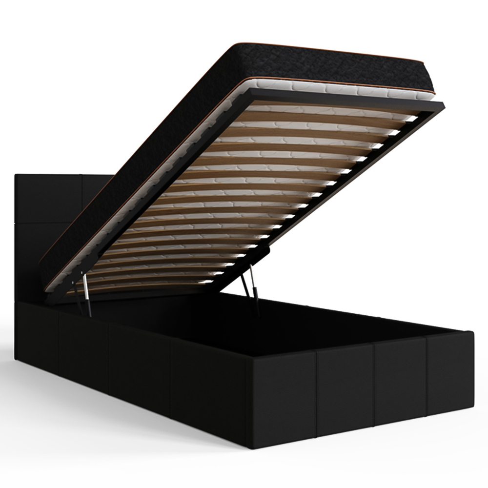 GFW Single Black Faux Leather End Lift Ottoman Bed with Memory Pocket Spring Mattress Image 5