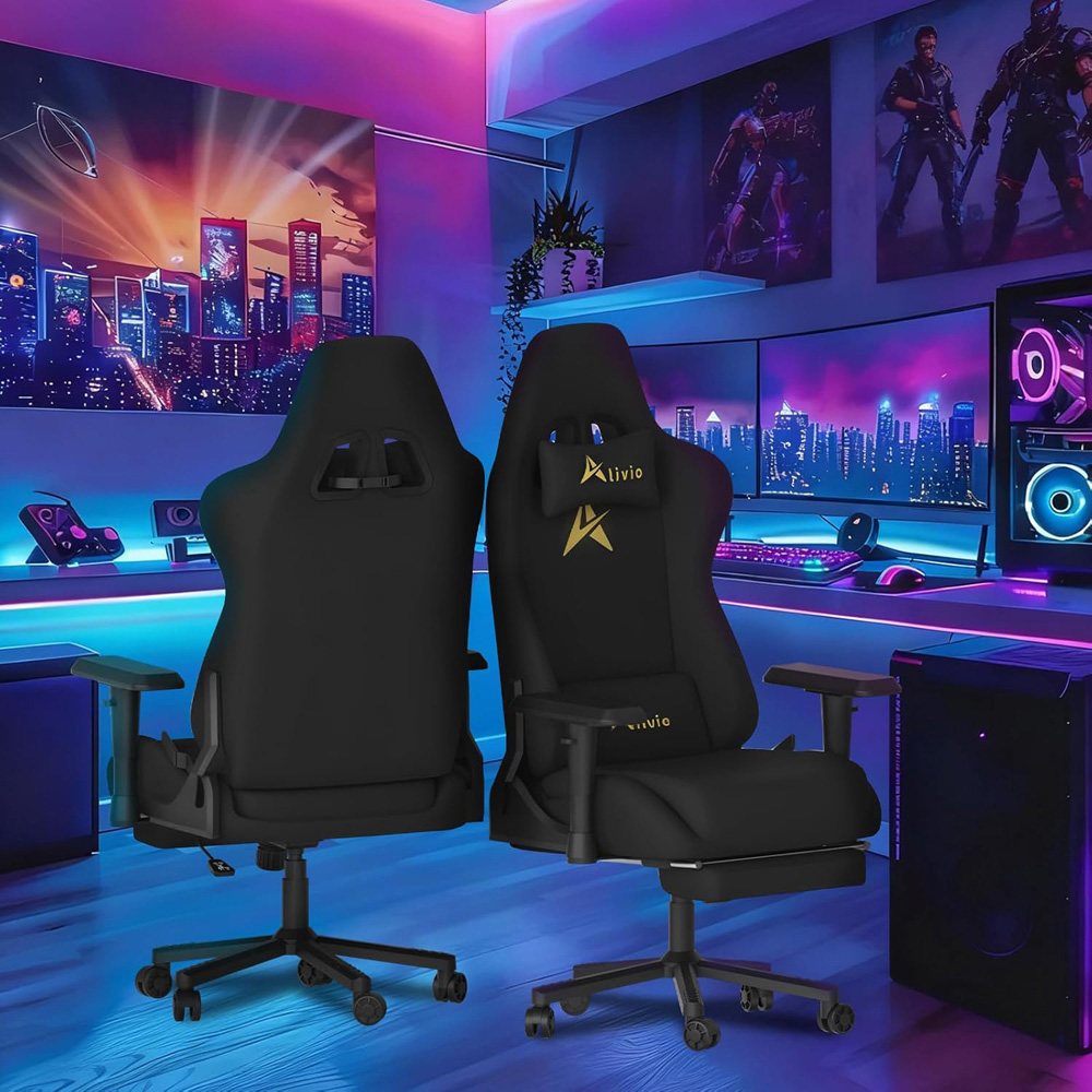 Alivio Black Velvet Reclining Gaming Chair with Lumbar and Headrest Support Image 4
