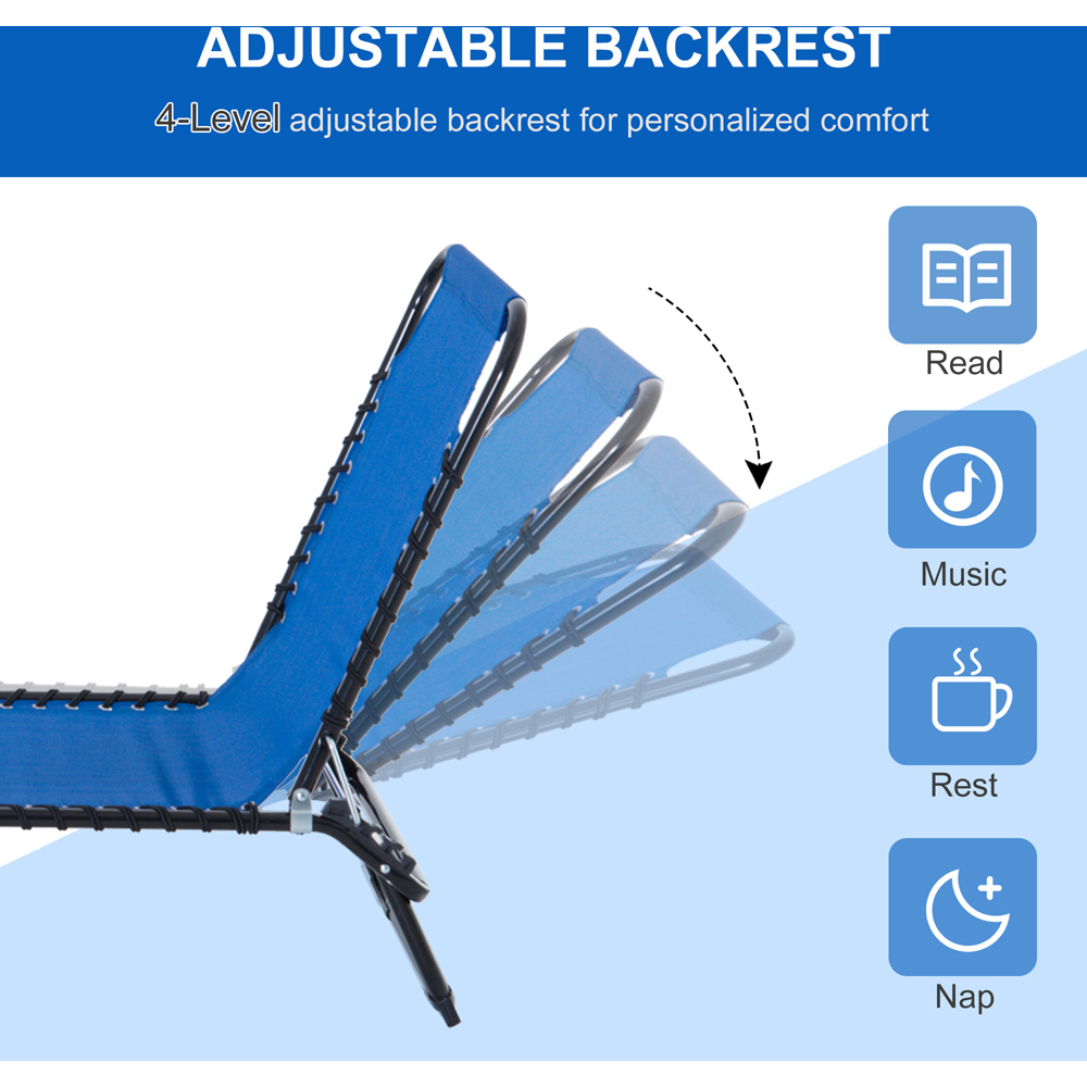 Outsunny Blue Reclining Folding Sun Lounger Image 4