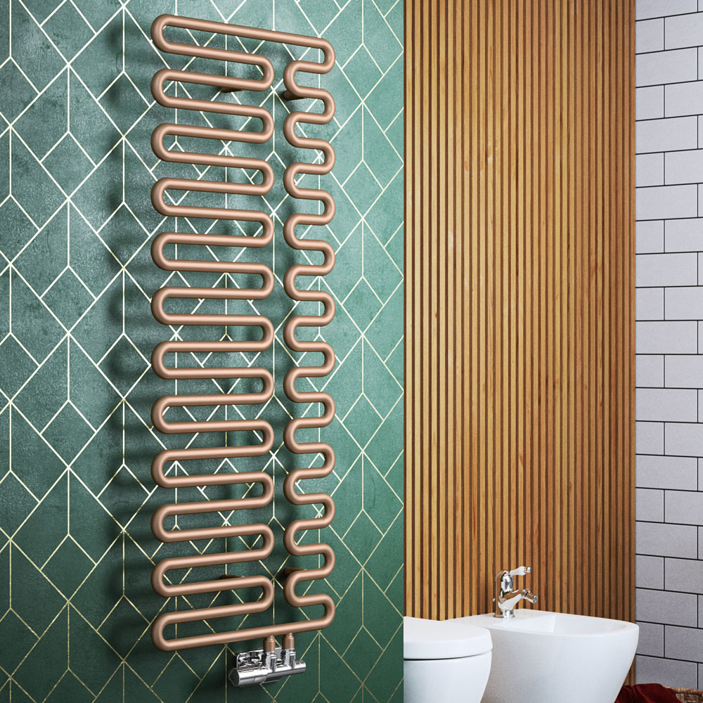 Terma Swale Bright Copper Heated Towel Rail 1746 BTU 1244 x 465mm Image 2