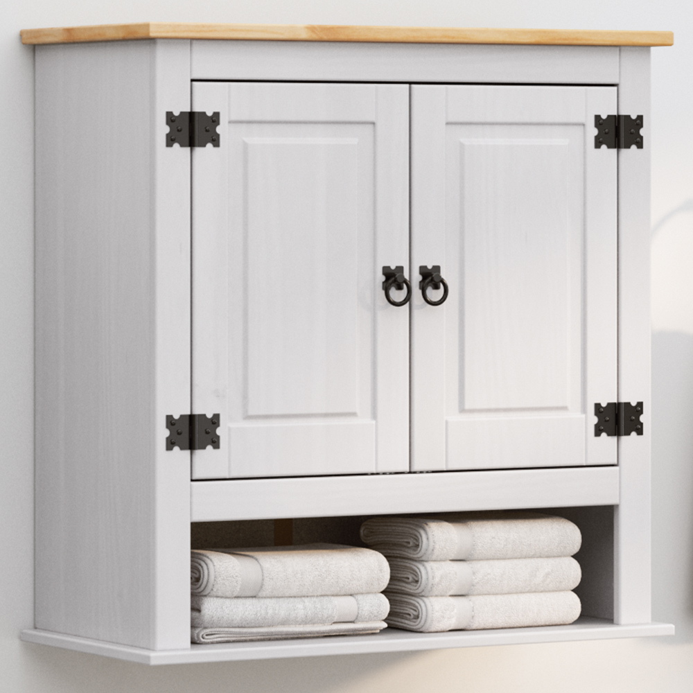 vidaXL 2 Door Single Shelf Corona White Hanging Cabinet Image 1