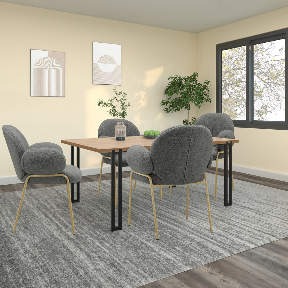 Dorel Iwama Set of 2 Dark Grey Teddy Fabric Dining Chair Image 8