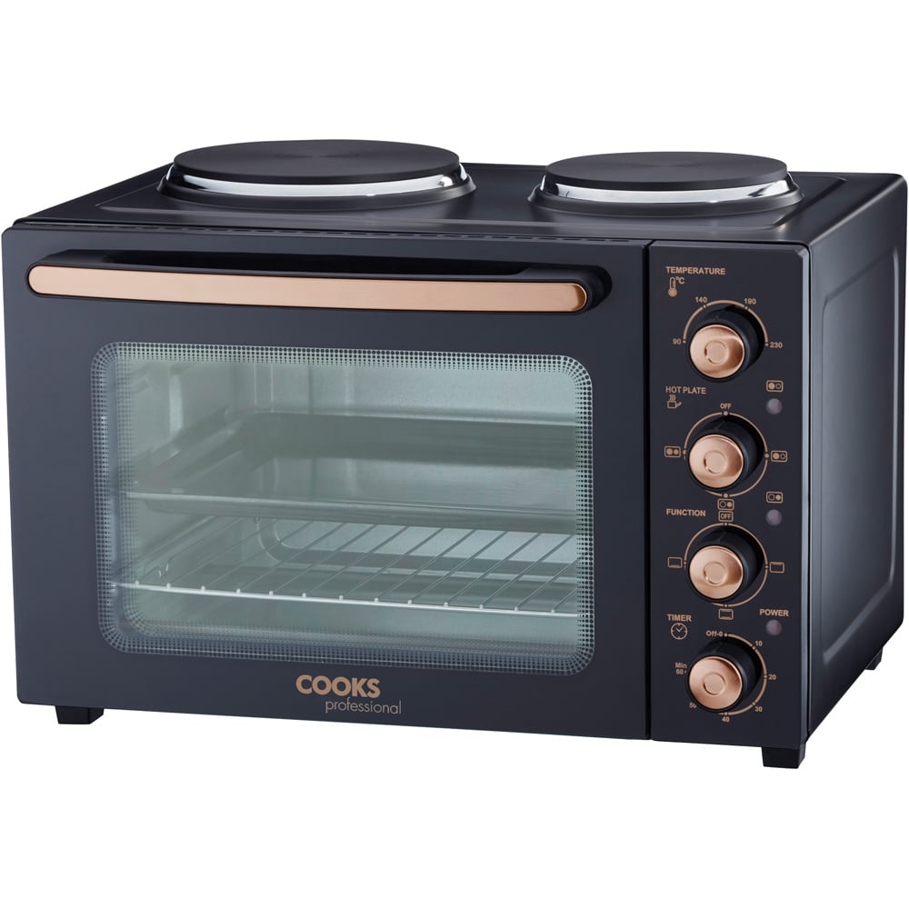Cooks Professional K493 Copper Counter Top 34L Mini Oven Grill with 2 Hobs Image 1