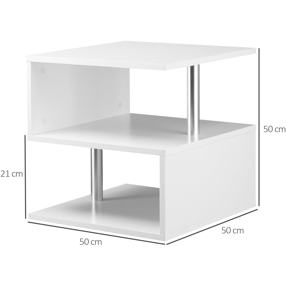 Portland 2 Shelf White S Shape Side Table Image 9