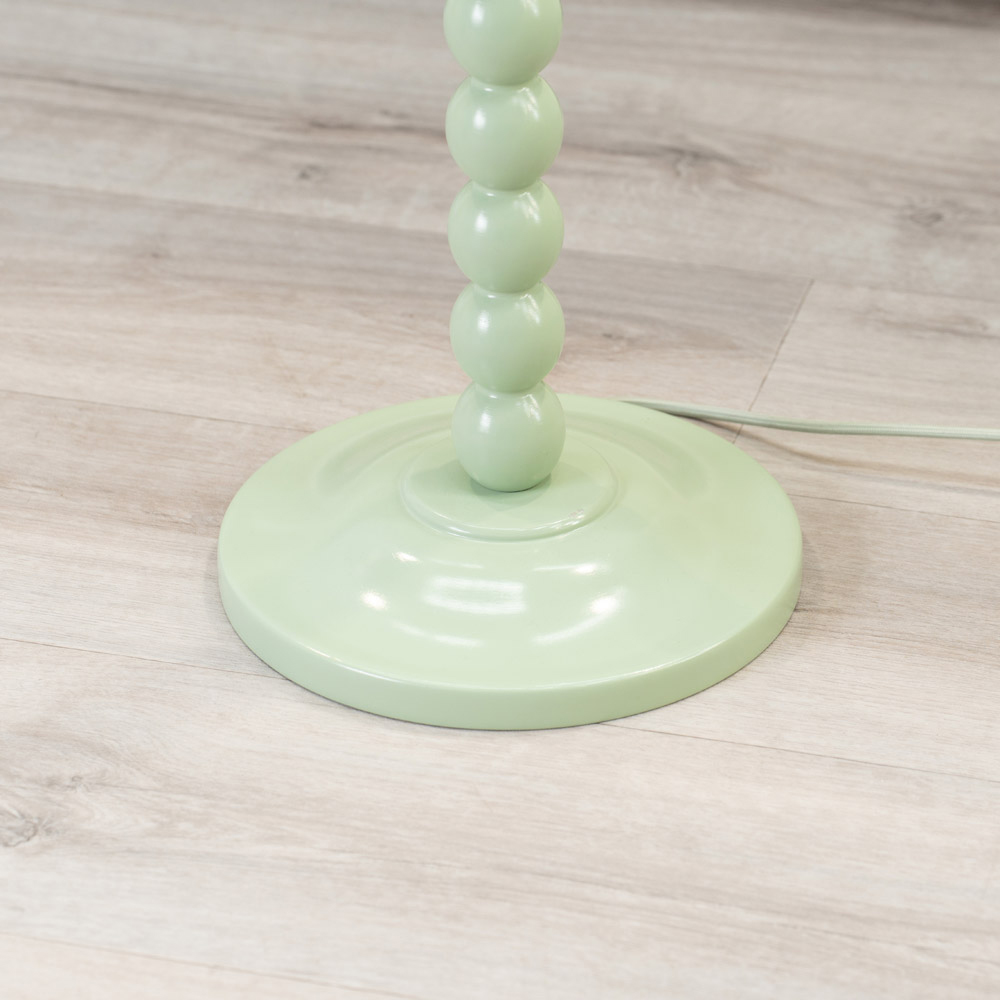 ValueLights Bobbins Natural and Pink Scallop Shade Sage Green LED Floor Lamp Image 3