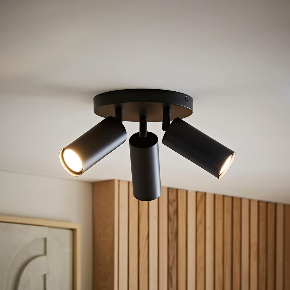 ValueLights Taylor Matte Black Tube 3 Way Adjustable Ceiling Spotlight with Bulbs Image 6