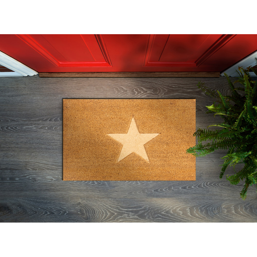 Eselle Astley Star Embossed Natural Coir Door Mat 40 x 60cm Image 2