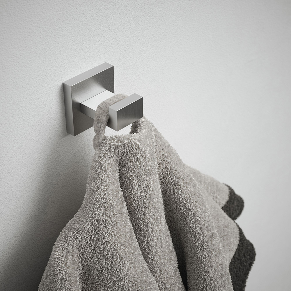Rothley Brushed Silver Square Robe Hook Image 2