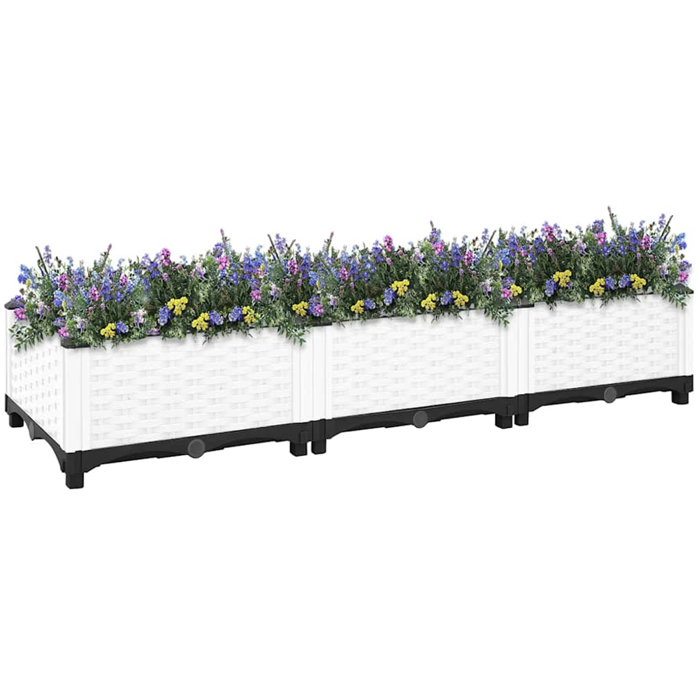 vidaXL White Polypropylene Raised Garden Bed 120 x 40 x 23cm Image 2