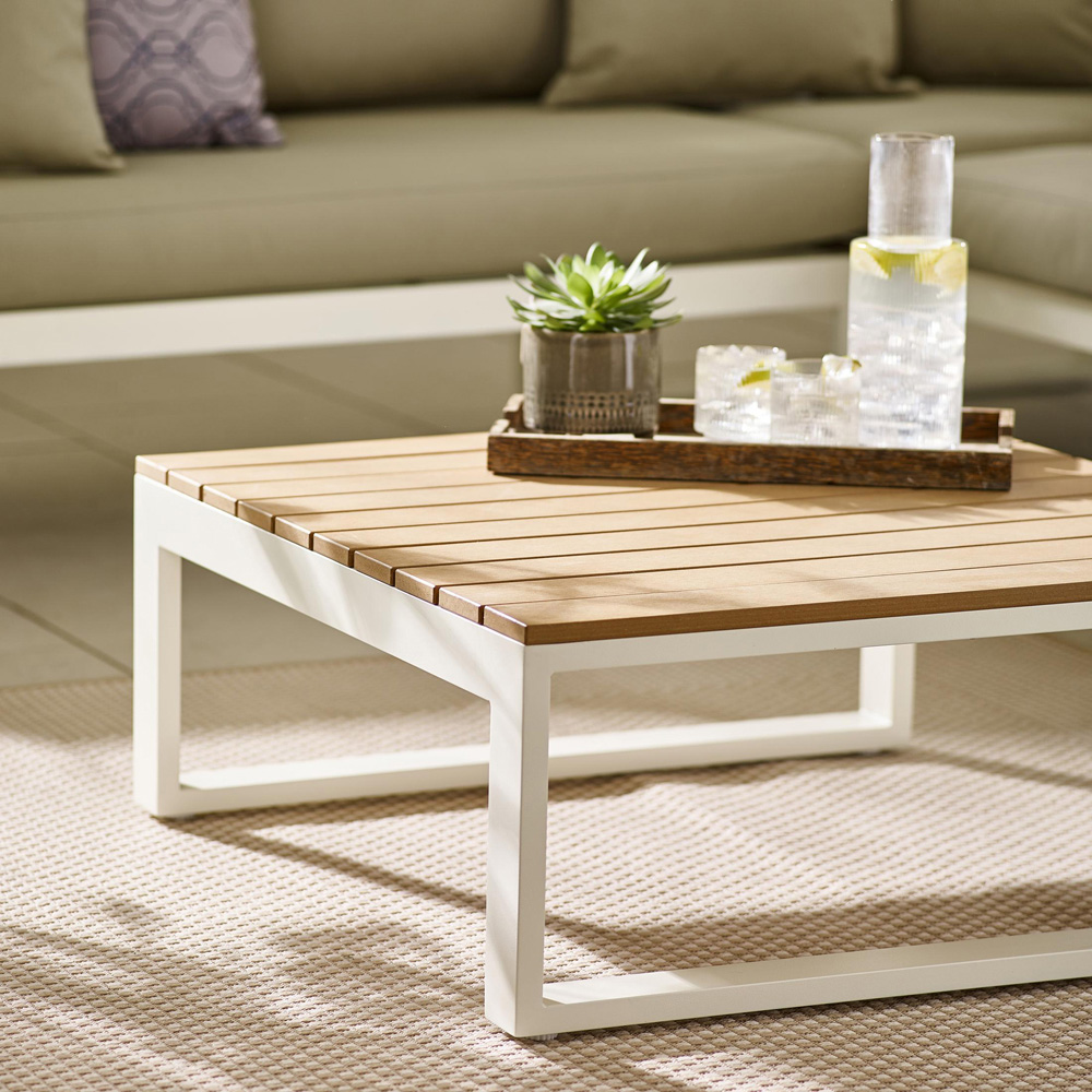 Furniturebox Bermuda 6 Seater White and Olive Garden Corner Sofa Set Image 2