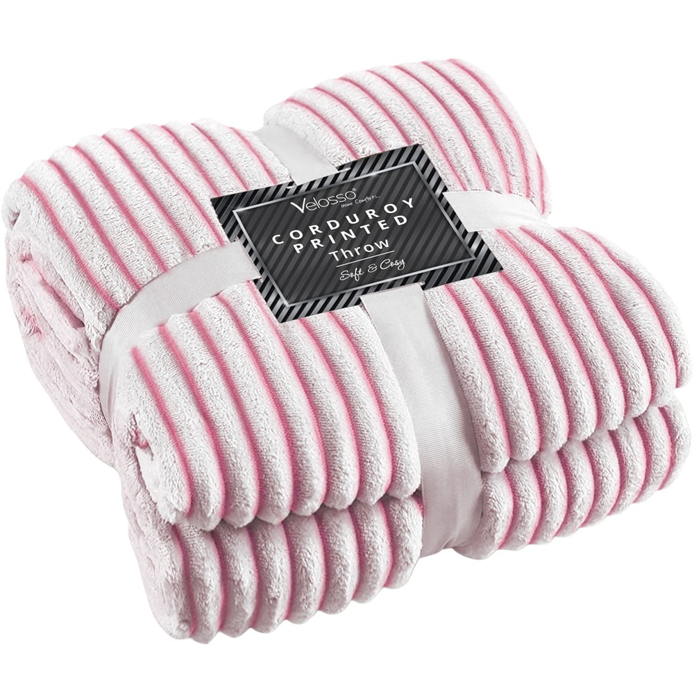 Velosso Pink Corduroy Printed Throw 150 x 200cm Image 1