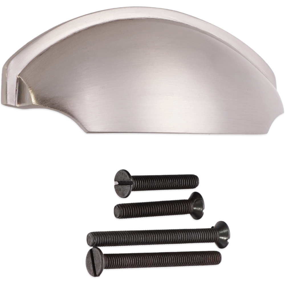 Spira Brass Tulip Satin Nickel Cup Pull Drawer Handle Image 4