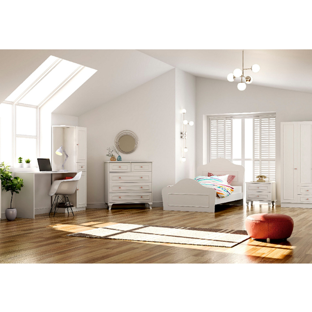 Evu GISELLE 2 Doors Single Drawer White Storage Desk Image 4