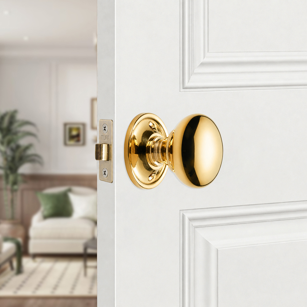 Spira Brass Polished Brass Cottage Small 40mm Rim and Mortice Door Knob 2 Pack Image 2