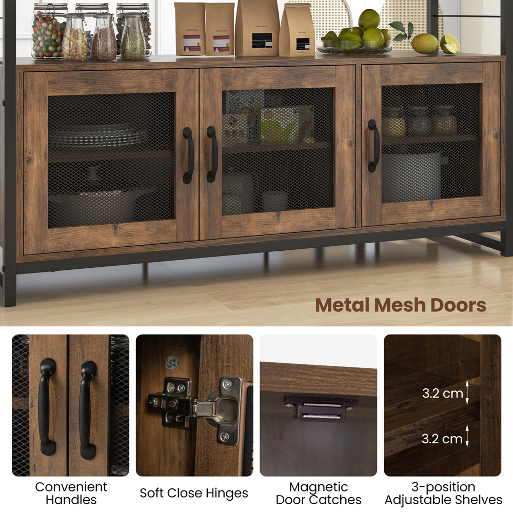 Costway 4 Seater 3 Door Brown Kitchen Island Dining Bench Set Image 7