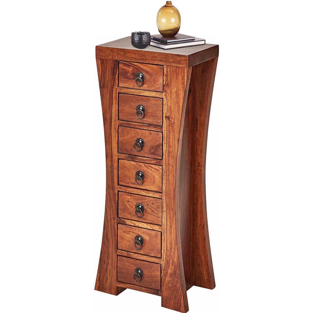 Loft24 Mahar 7 Drawer Brown Solid Wood Chest of Drawers Image 5